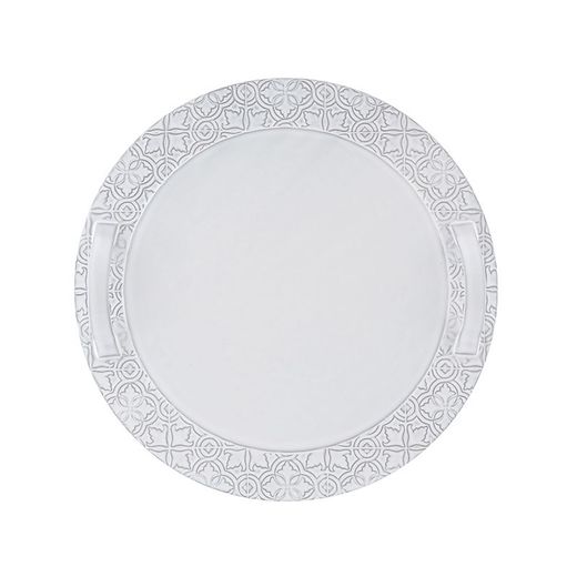 Antique white earthenware cheese dish, 35.5 x 35.5 x 5 cm | Rua Nova