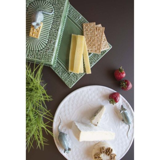 Cheese dish made of white and grey earthenware, Ø 31.5 x 5 cm | Cheese dishes