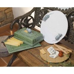 Cheese dish made of white and grey earthenware, Ø 31.5 x 5 cm | Cheese dishes