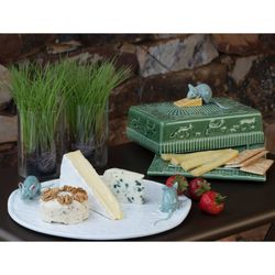 Cheese dish made of white and grey earthenware, Ø 31.5 x 5 cm | Cheese dishes