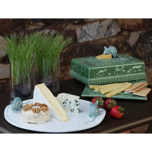 Cheese dish made of white and grey earthenware, Ø 31.5 x 5 cm | Cheese dishes