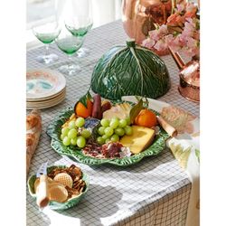 Cheese dish made of earthenware in green, Ø 34.5 x 17.5 cm | Cabbage