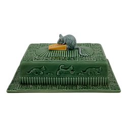 Cheese dish made of earthenware in green and grey, 30.5 x 22.5 x 14 cm | Cheese dishes