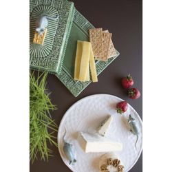 Cheese dish made of earthenware in green and grey, 30.5 x 22.5 x 14 cm | Cheese dishes