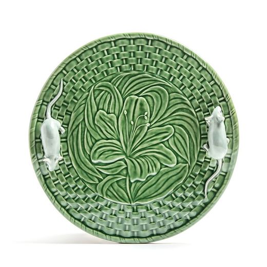 Cheese dish made of earthenware in green and grey, Ø 31.5 x 5 cm | Cheese dishes