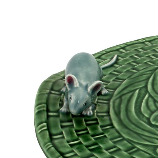 Cheese dish made of earthenware in green and grey, Ø 31.5 x 5 cm | Cheese dishes