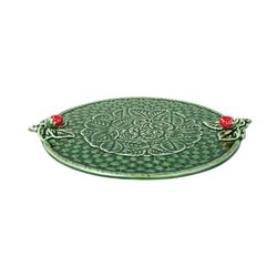 Green and red earthenware cheese dish, 37 x 32 x 3.5 cm | Strawberries