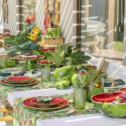 Green earthenware rabanera, 14 x 12 x 4.5 cm | Leaves