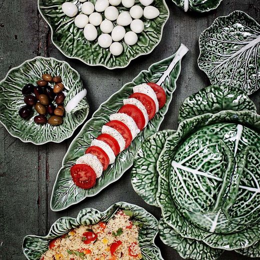 Grüne Steingut-Rabanera, 40 x 12,5 x 3 cm | Kohl