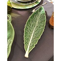 Grüne Steingut-Rabanera, 40 x 12,5 x 3 cm | Kohl