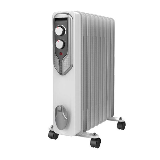Radiador de óleo de conforto elétrico 11 elementos 2500 W com termostato e rodas 48x24x55 cm
