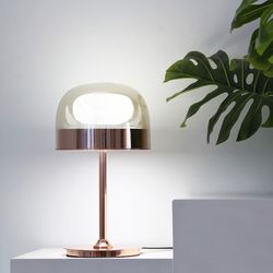 RAYCHEL - Candeeiro de mesa de vidro dourado, Ø 24 x H 43 cm