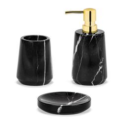 RICONDIZIONATO TIPO A - Dispenser in marmo 140 ml Nero/Oro, Ø8,5 x 17 cm