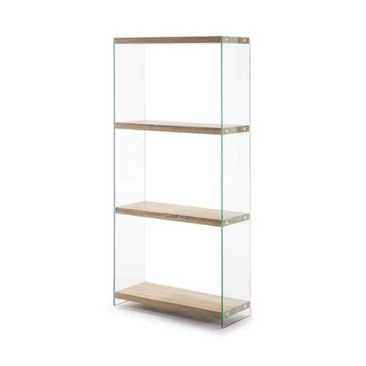 REMODELADO TIPO A - Estante Sidney Madeira e Vidro 76x30x165 cm 4 Prateleiras