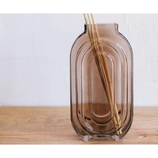 RENOVÉ TYPE A - Vase allongé en verre marron Bliss 16x7,5x30 cm