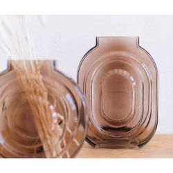 RECONDITIONNÉ TYPE A - Vase Carré Bliss en Verre Marron 18x7,5x25 cm