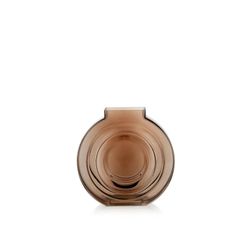 REFURBISHED TYPE A - Bliss Round Brown Glass Vase, 20x7.5x10 cm