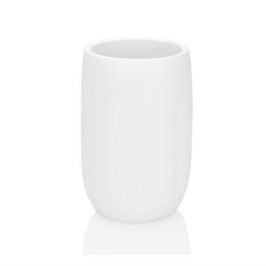 REFURBISHED TYPE A -White ceramic toothbrush holder, Ø7x11cm