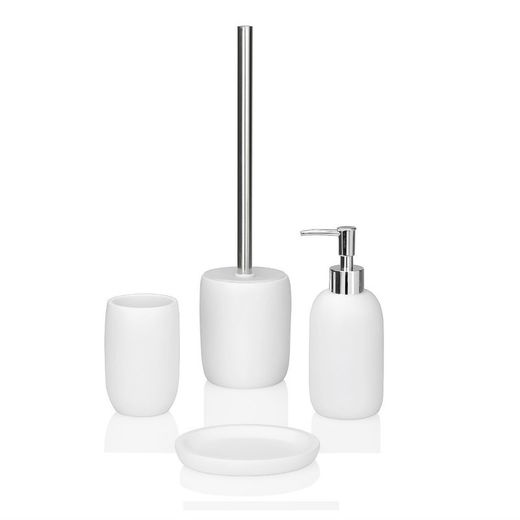 REFURBISHED TYPE A -White ceramic toothbrush holder, Ø7x11cm