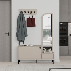 Ξύλινο τραπέζι χωλ σε κρεμ χρώμα, 112 x 38,5 x 172 cm | Bea