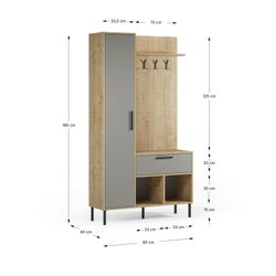 Wooden and metal hall table in oak and green, 108 x 35 x 195.3 cm | Heidy