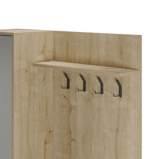 Wooden and metal hall table in oak and green, 108 x 35 x 195.3 cm | Heidy