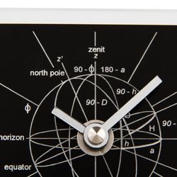Astronomiae 550 N table clock in black and silver methacrylate, 14,3x14x3 cm