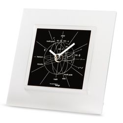 Astronomiae 550 N table clock in black and silver methacrylate, 14,3x14x3 cm