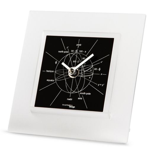 Astronomiae 550 N table clock in black and silver methacrylate, 14,3x14x3 cm