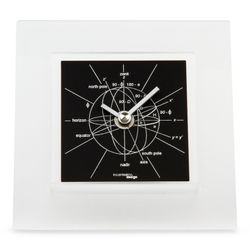 Astronomiae 550 N table clock in black and silver methacrylate, 14,3x14x3 cm