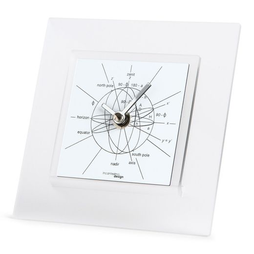 Astronomiae 550BN table clock in black and white methacrylate, 14.3x14x3 cm