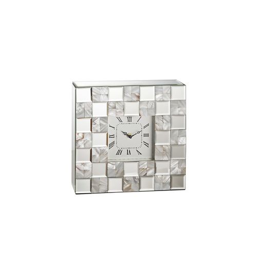 Relógio de mesa em cristal e branco Nacre Nacre II, 28x7x28cm