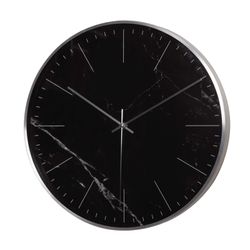 Väggklocka i svart marmoreffekt i aluminium, Ø 40 x 4,5 cm