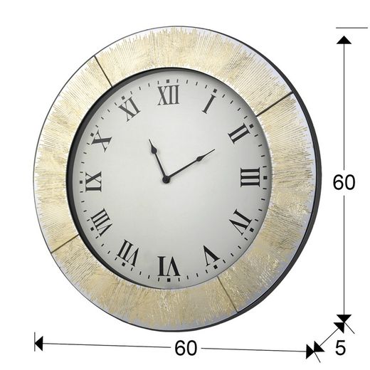 Reloj de Pared de Cristal y Pan de Oro Aurora Dorado, 60x5cm