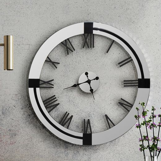 Kairos Vægur Sølv/Sort, Ø88x6 cm