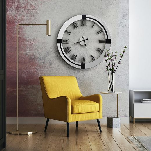 Kairos Vægur Sølv/Sort, Ø88x6 cm