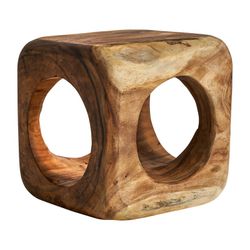 Arusa Fußhocker aus natürlichem Suarholz, 40 x 40 x 40 cm