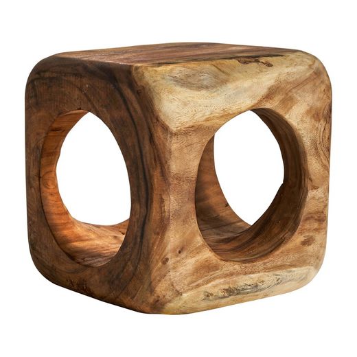 Arusa Fußhocker aus natürlichem Suarholz, 40 x 40 x 40 cm