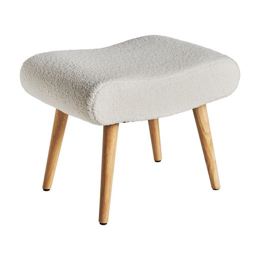 White/natural cotton footstool, 50 x 37 x 41 cm | bats