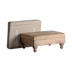 Crème Retz mangohouten voetenbank, 80x60x46cm