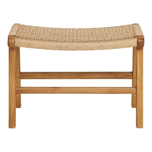 Teak wood footstool in natural, 60 x 40 x 42 cm | Derby