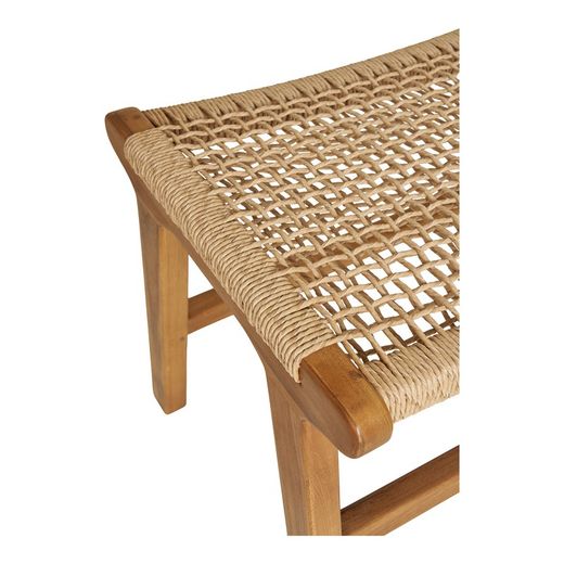 Teak wood footstool in natural, 60 x 40 x 42 cm | Derby