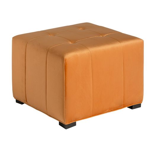 Ocher pine and polyester footstool, 60 x 60 x 42 cm | geloux