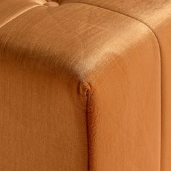 Ocher pine and polyester footstool, 60 x 60 x 42 cm | geloux