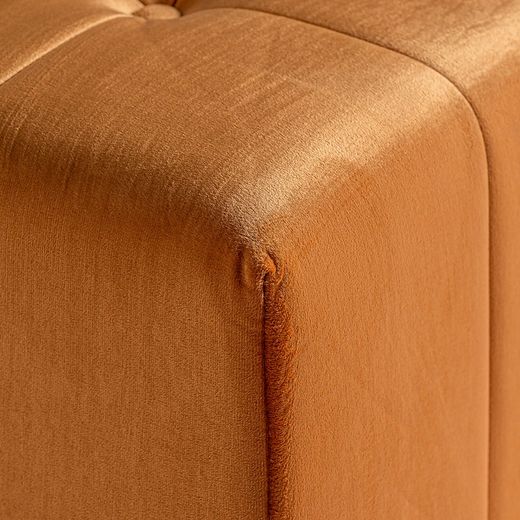 Ocher pine and polyester footstool, 60 x 60 x 42 cm | geloux