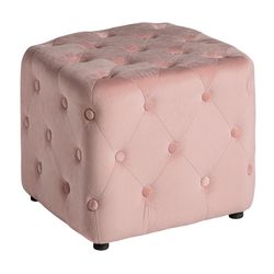 Pink pine and polyester footstool, 45 x 44 x 39 cm | Bougue