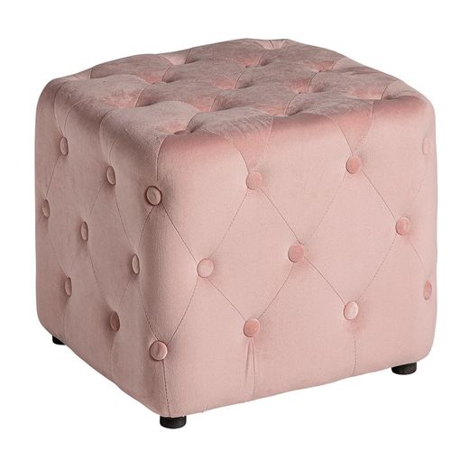 Pink pine and polyester footstool, 45 x 44 x 39 cm | Bougue