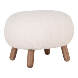 Sherpa fabric footstool in white, 60 x 50 x 37 cm | Savona