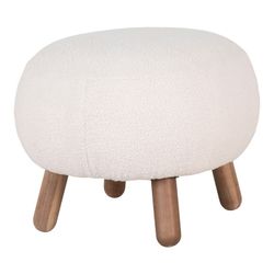 Sherpa fabric footstool in white, 60 x 50 x 37 cm | Savona