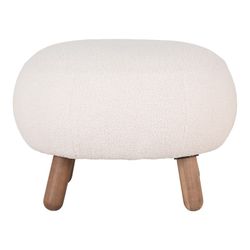 Sherpa fabric footstool in white, 60 x 50 x 37 cm | Savona